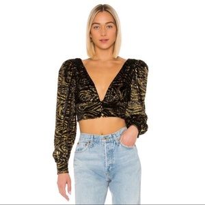 GRLFRND Moreen Blouse in Black & Gold Tiger